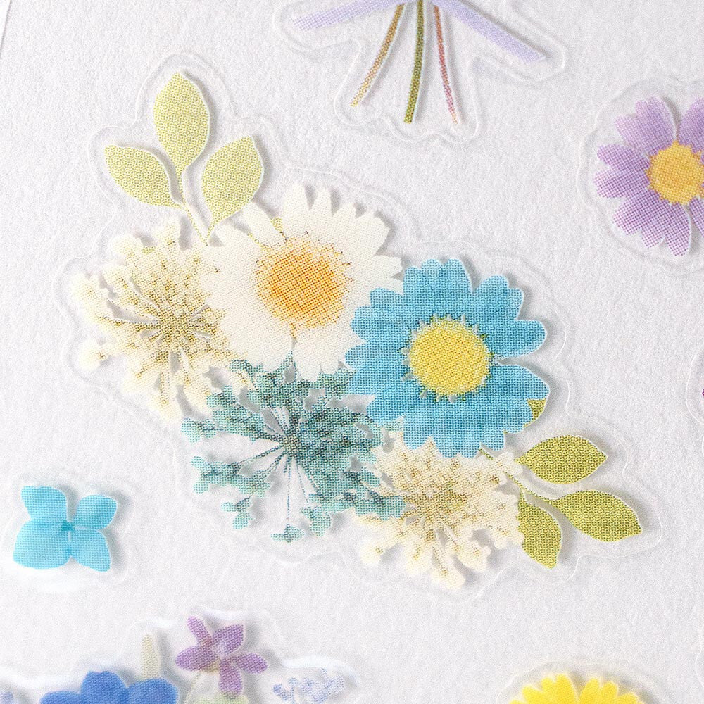 Pressed Flowers: Blue Transparent Sticker (Large)