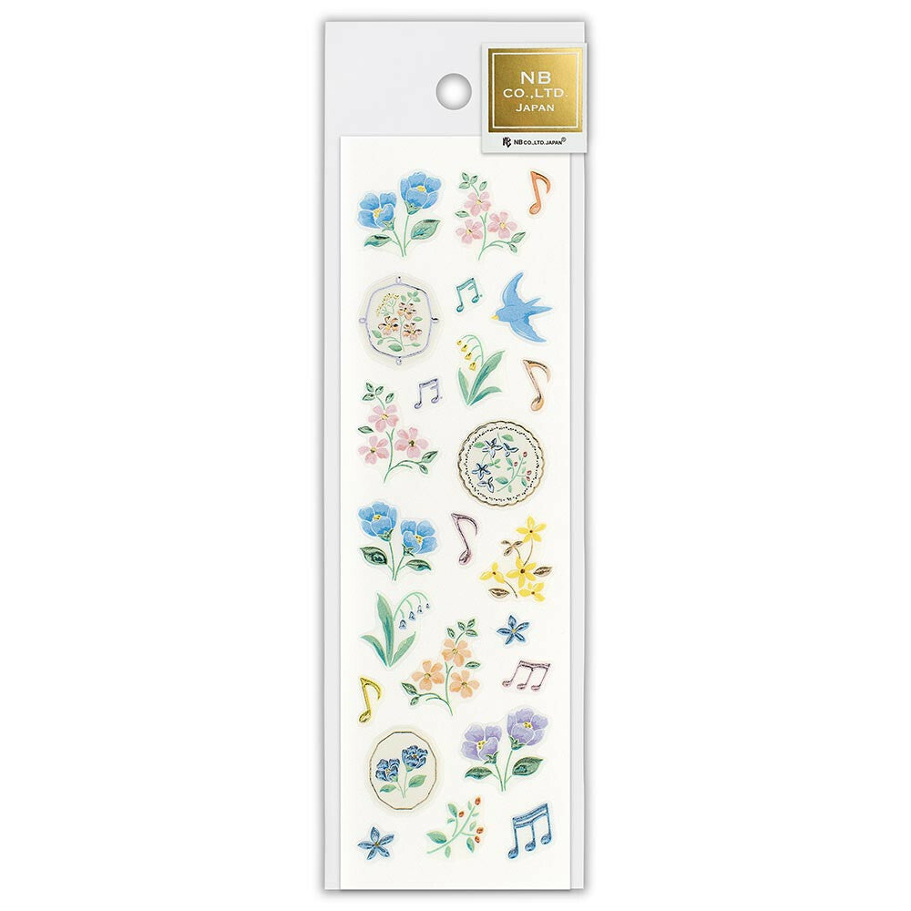 Bijou Sticker: Flowers and Musical Notes