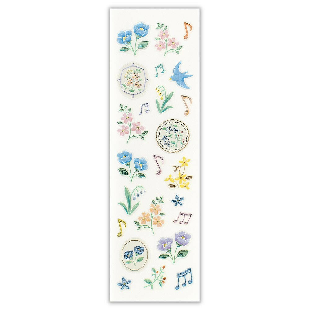 Bijou Sticker: Flowers and Musical Notes
