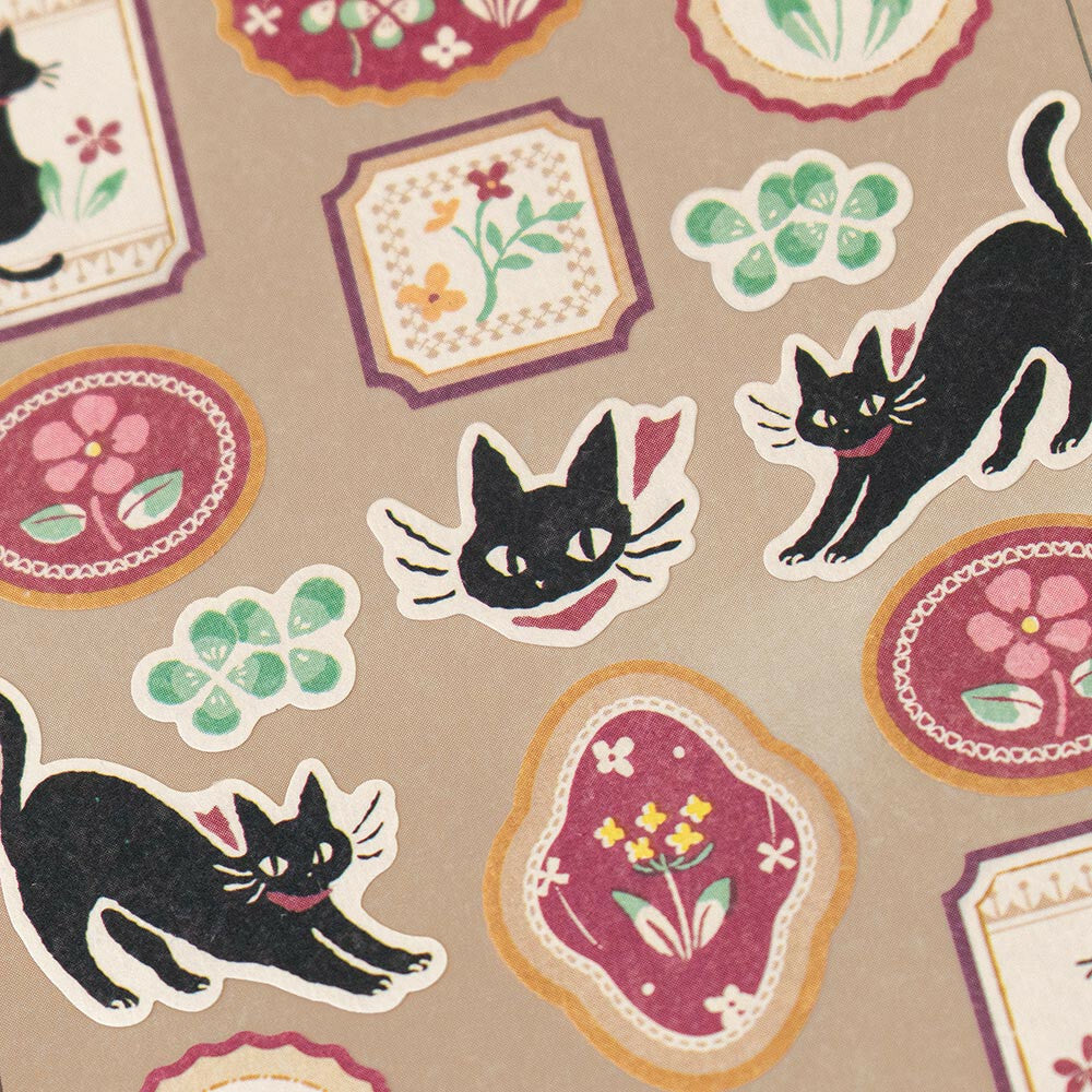 WANOWA: Black Cat Japanese-Style Sticker (Large)