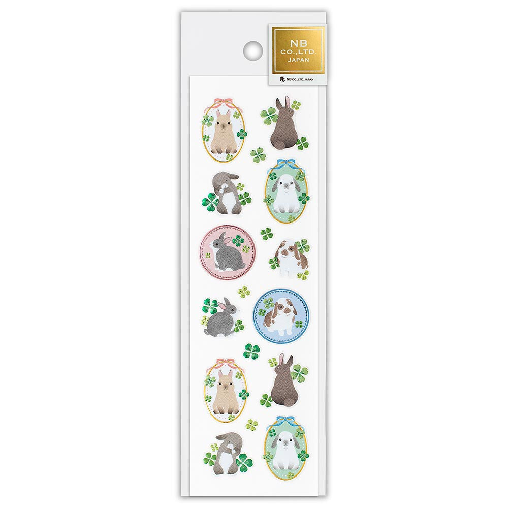 Bijou Sticker: Rabbit and Four-Leaf Clover