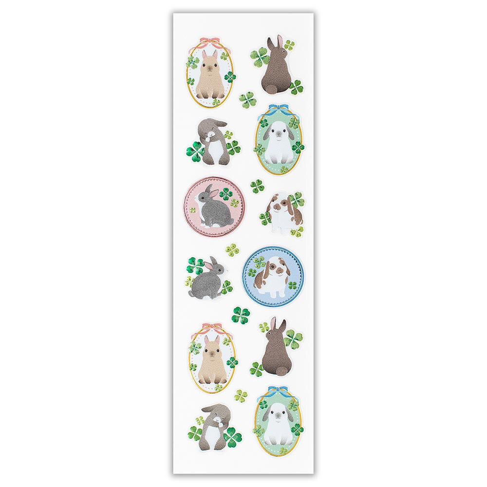 Bijou Sticker: Rabbit and Four-Leaf Clover