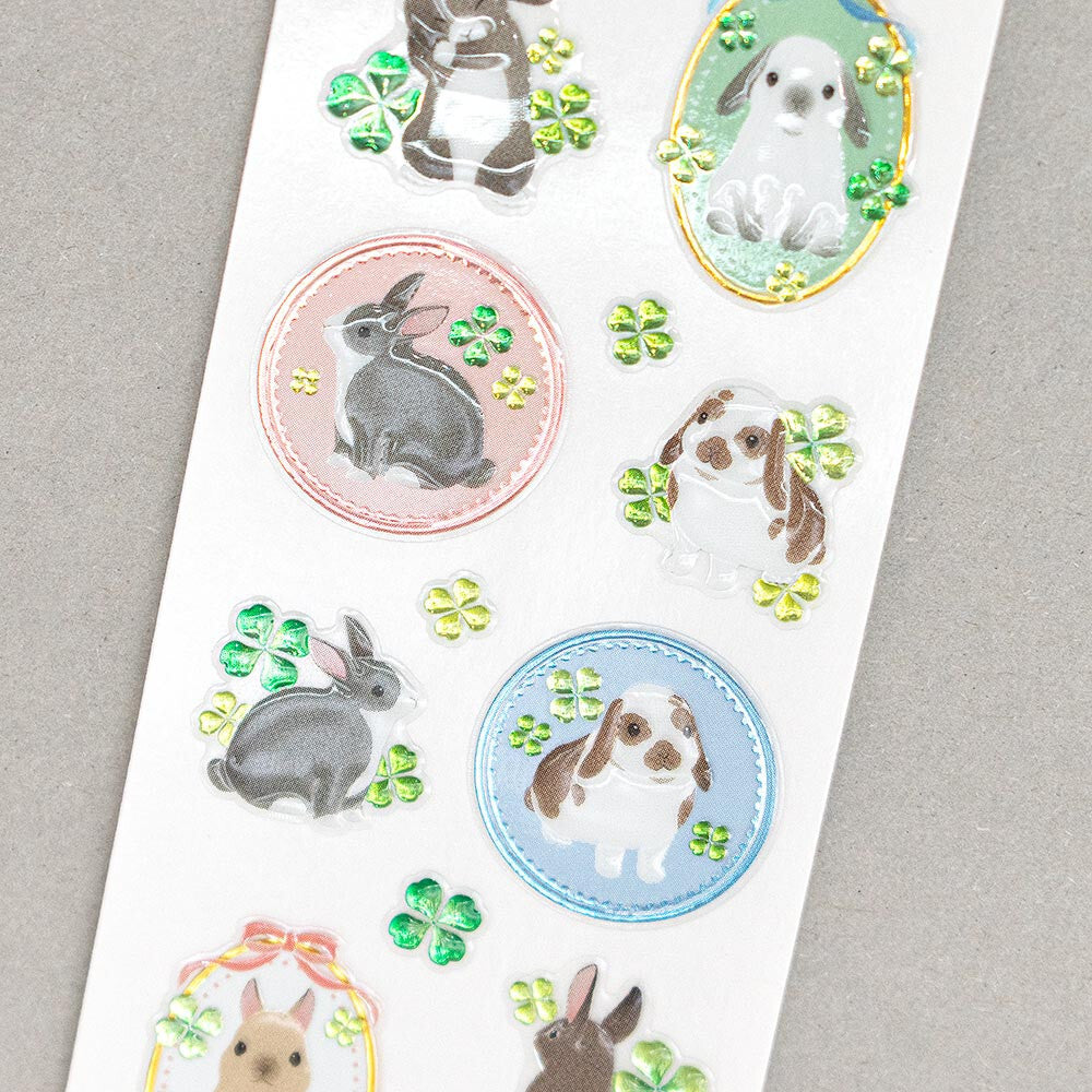 Bijou Sticker: Rabbit and Four-Leaf Clover