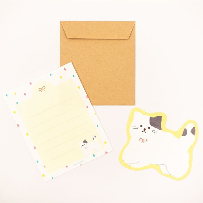 Watashi Biyori Die-Cut Mini Letter Set: Fluffy Cat — image 2
