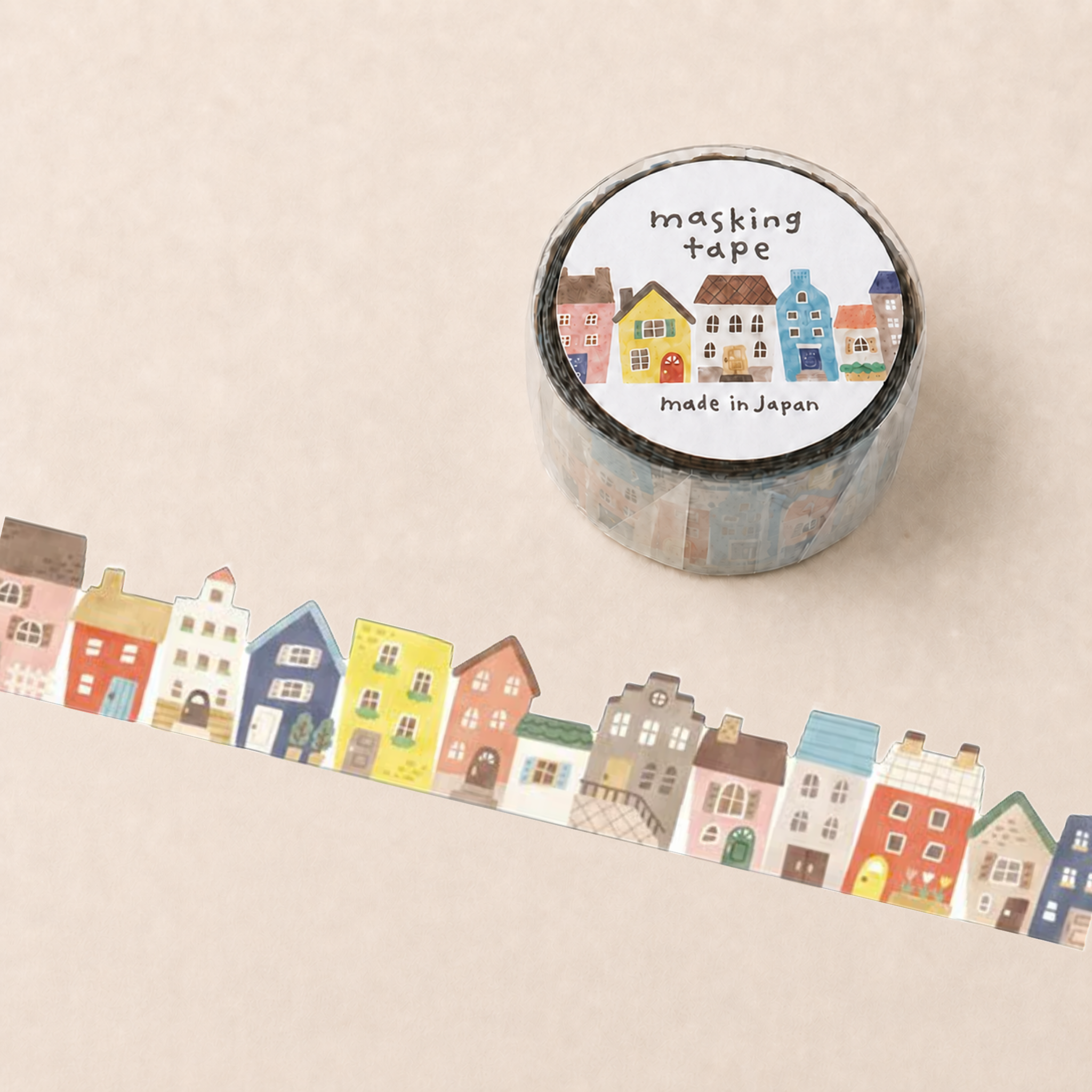 Borderless Die-Cut Masking Tape: Pastel Houses