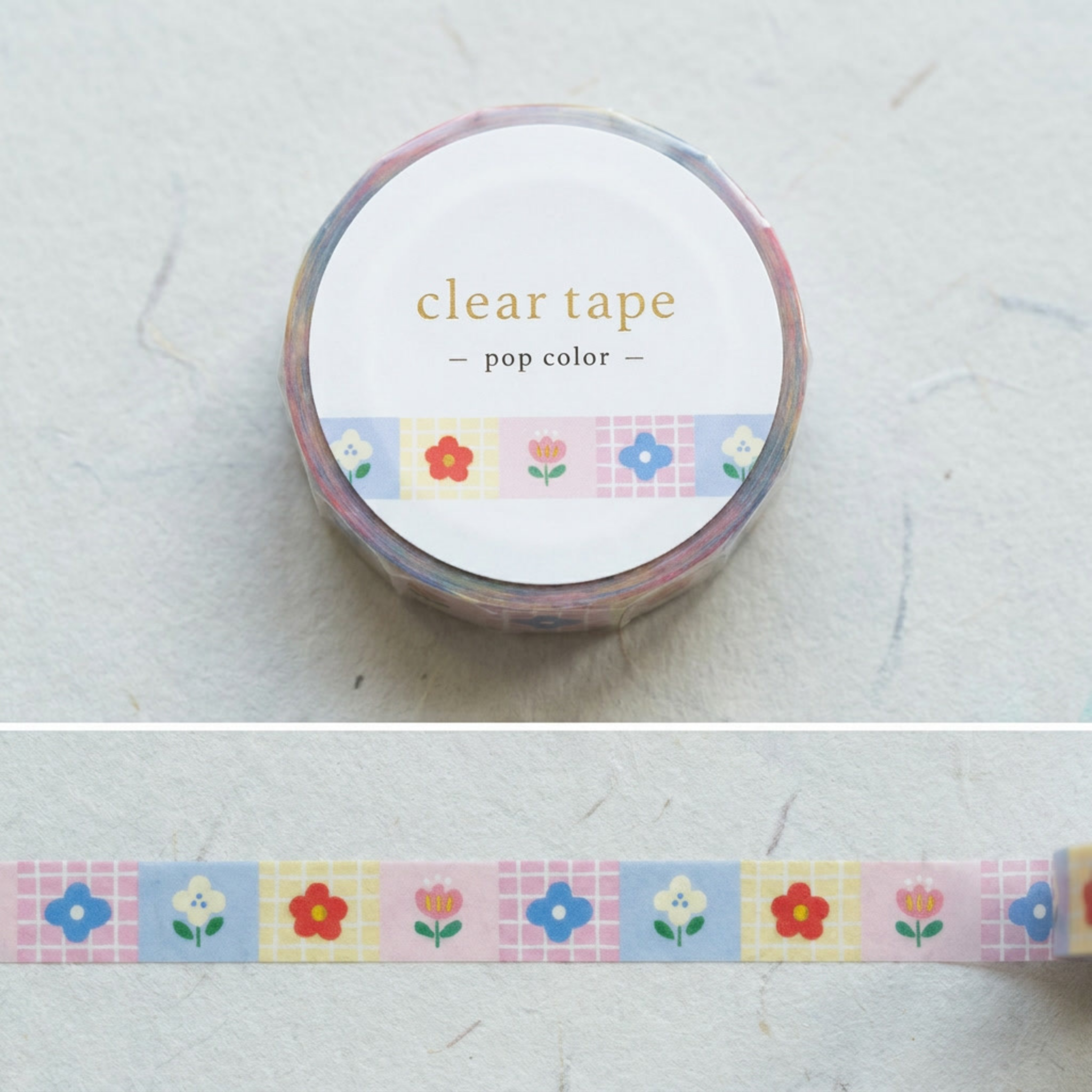 Clear Tape: Pop Color Flower 2 (7 mm, Foil Stamped)