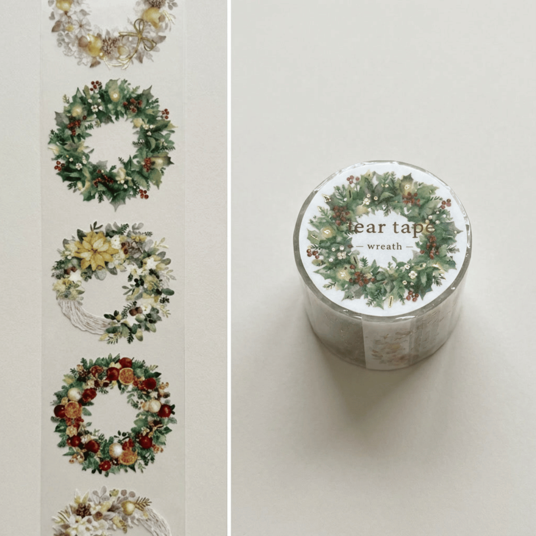 Clear Tape: Wreath (30 mm, Foil-Stamped)