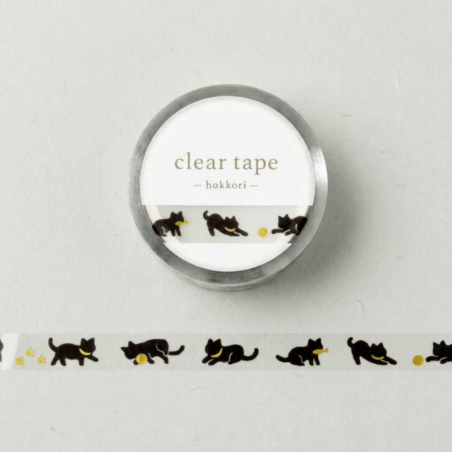 Clear Tape: Hokkori - Black Cat (7 mm, Foil Stamped)