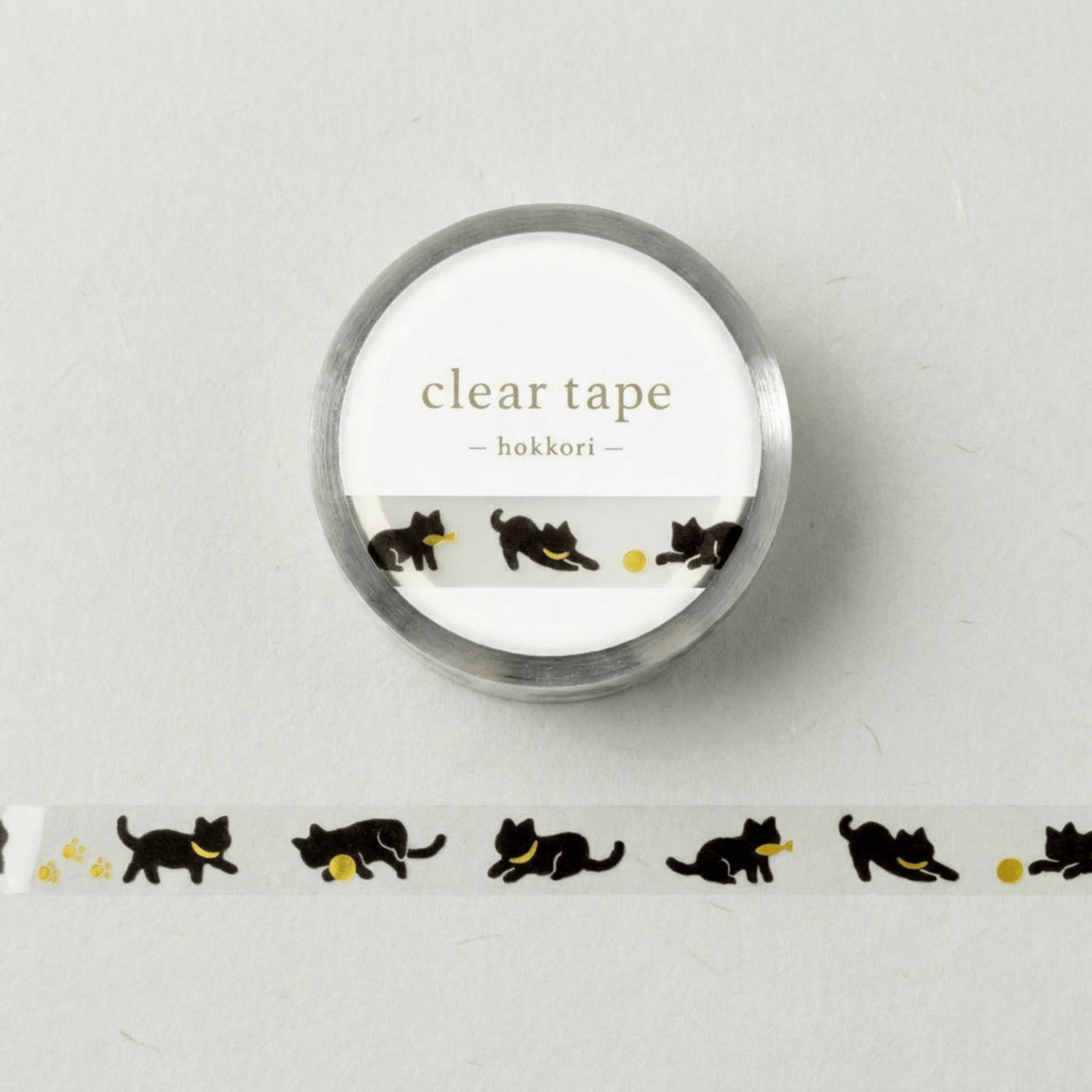 Clear Tape: Hokkori - Black Cat (7 mm, Foil Stamped)