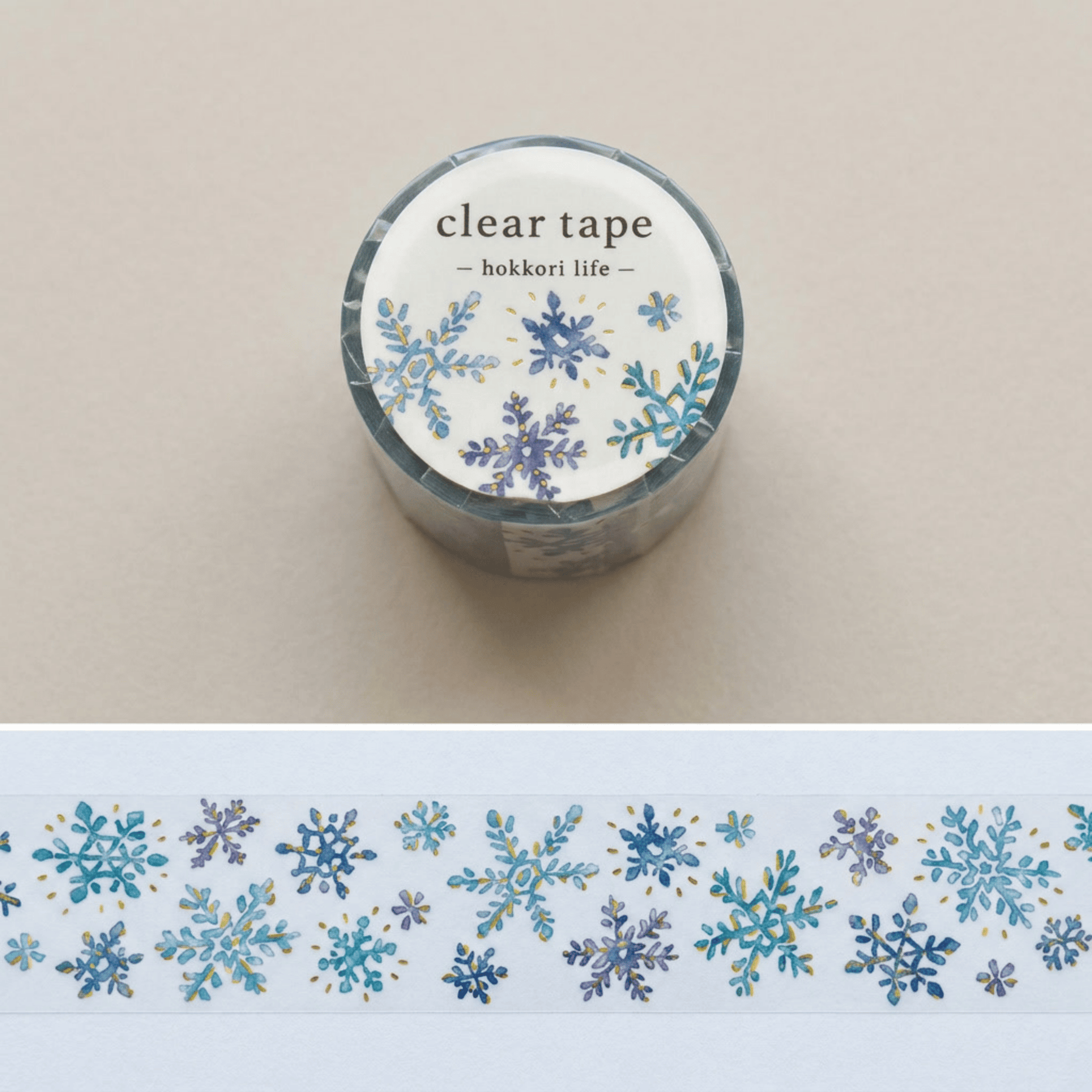 Clear Tape: Hokkori Life - Snow Crystals (30 mm, Foil-Stamped)