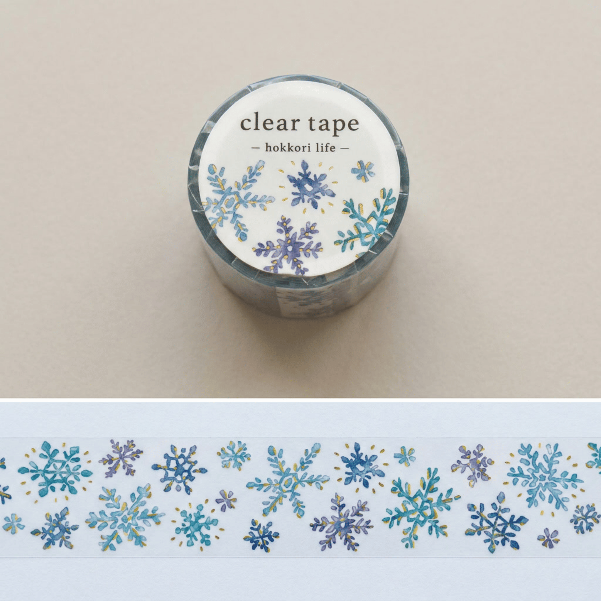 Clear Tape: Hokkori Life - Snow Crystals (30 mm, Foil-Stamped)
