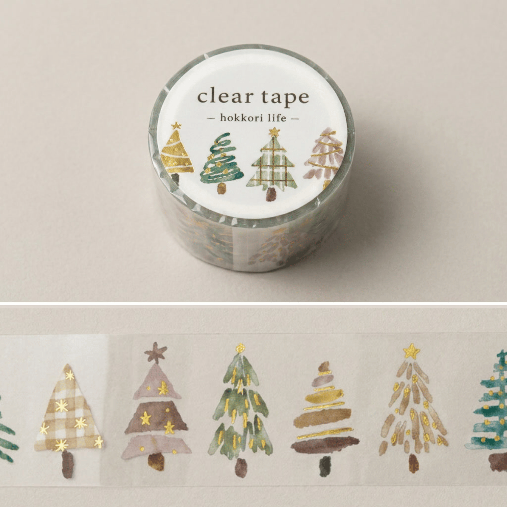 Clear Tape: Hokkori Life - Tree (30 mm, Foil-Stamped)