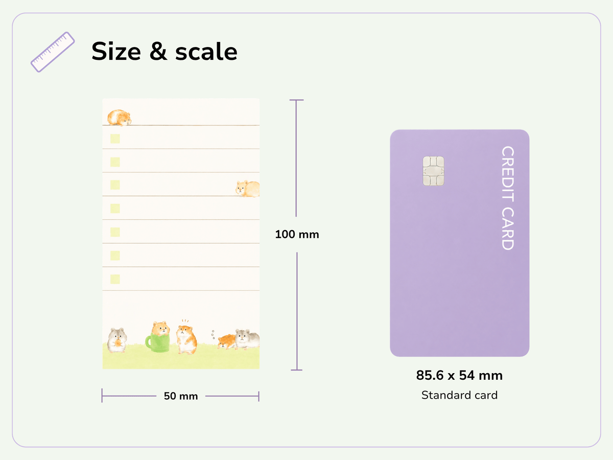 Size and scale image for Mame Mame Animal To-Do List Pad: Hamster