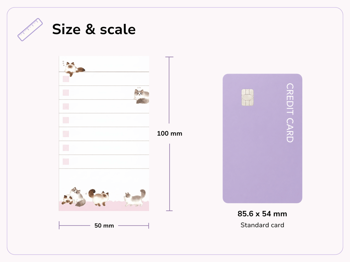 Size and scale image for Mame Mame Animal To-Do List Pad: Ragdoll