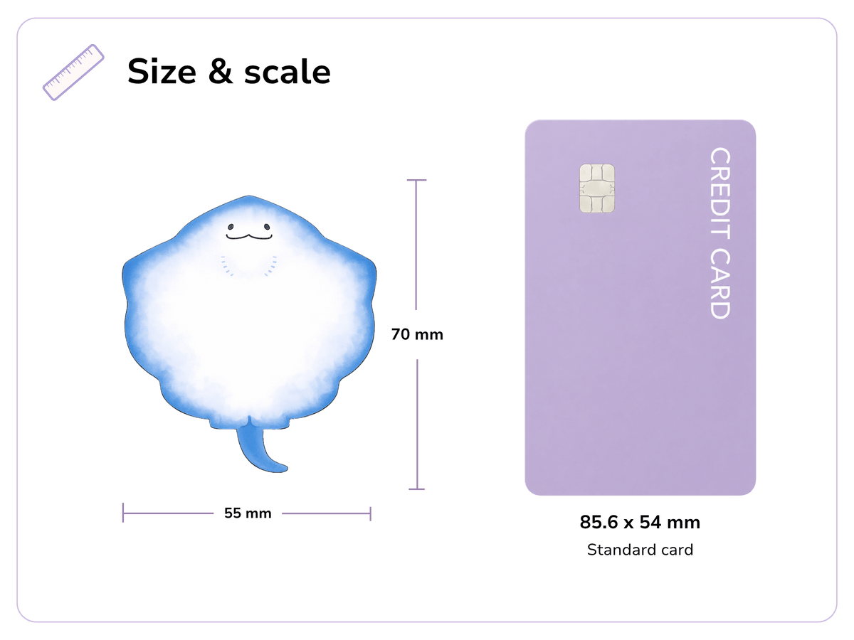 Size and scale image for Stingray Tummy Stand-Up Sticky Notes