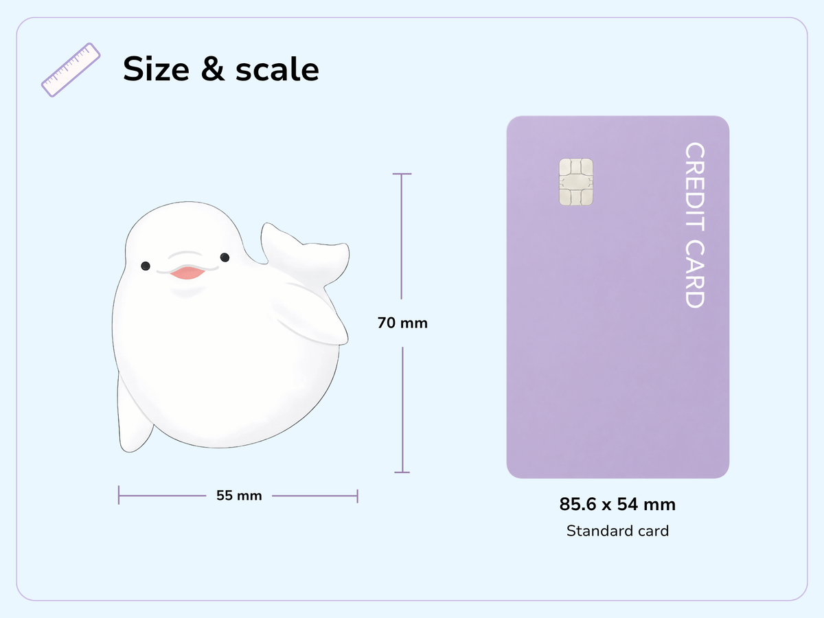 Size and scale image for Beluga Tummy Stand-Up Sticky Notes