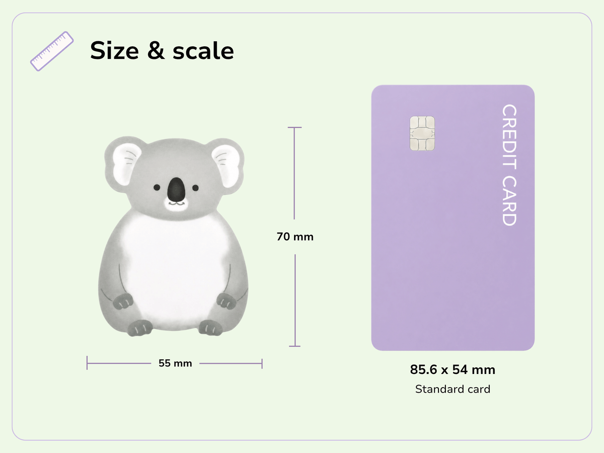 Size and scale image for Koala Tummy Stand-Up Sticky Notes