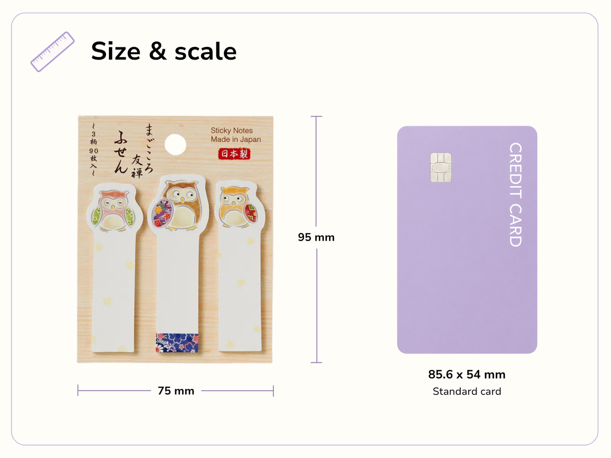 Size and scale image for Owl Sticky Notes